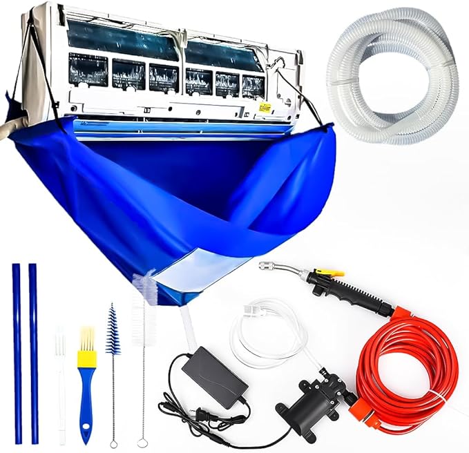 Ac Cleaning Bag With Support Rods, Air Conditioner Cleaning Kit with Strong Washing Tool, Ac Cleaning kit, Minisplit Cleaning Kit, Air Conditioning Water Bag Kit Universal for Home AC Cleaning