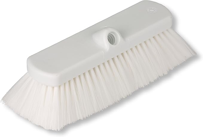 SPARTA 41278EC02 Flo-Thru Plastic Wall Scrub Brush, Equipment Brush With Soft Nylex Bristles For Industrial Kitchens, Hospitals, Commercial Cleaning, 4 Inches, White, (Pack of 12)