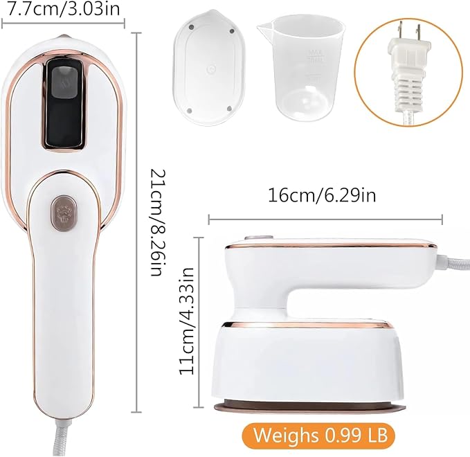 Mini Steam Iron for Clothes, Travel Steamer for Clothes Portable Steamer Travel Iron, Micro Steam Mini Handheld Support Dry And Wet Ironing for Home Travel (White)