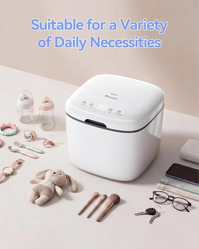 IAGREEA UV Cleaning and Dryer, 4 in 1 UV Box with 2 Fluorescent Tubes, Suitable for Baby Toys, Toothbrushes, Keys and Other Household Items, One-Click Sstart, Touch Control, No Cleaning Required