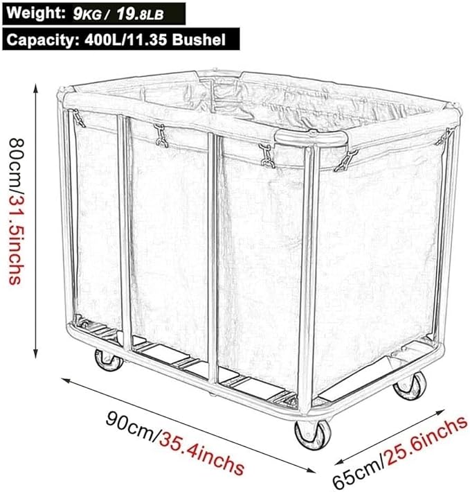 Large Laundry Cart With Wheels Heavy Duty Rolling Storage Basket Organizer 330Lb Load Truck for Large Family or Commercial Hotels and Hospital Laundry Room Transport Clothes and Linen Material,Beige