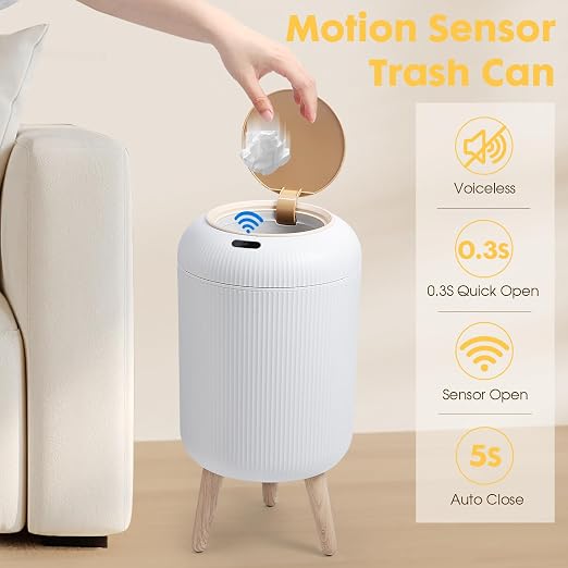Automatic Touchless Bathroom Trash Can with Lid, 3 Gal and 2.8 Gal Automatic Garbage Bin for Bedroom，Kitchen，Office