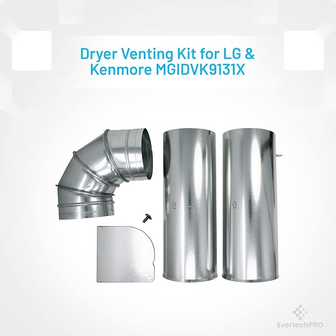 EvertechPRO Replacement for GE WE25X10015 1032658 Dryer Side Vent Kit Fits LG Side Vent Kit for Dryer Fits LG Dryer Vent Replacement Fits LG Dryer Side Vent Kit and Fits LG 3911EZ9131X 383EEL9001B