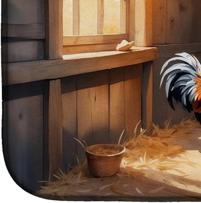 Caroline's Treasures Chickens in the Coop Dish Drying Mat Absorbent Dish Drying Mat Pad for Kitchen Counter Dish Drainer Mat for Countertop, 14 x 21", Multicolor