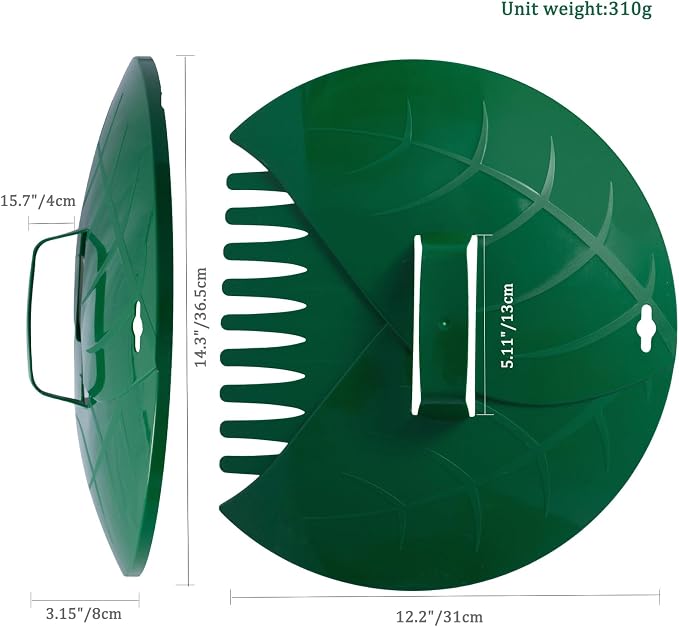 Eastrans 1set Leaf Scoops and Hand Rakes,Leaf Claws for Picking up Leaves,Grass Clippings and Lawn Debris,Dark Green,2pcs