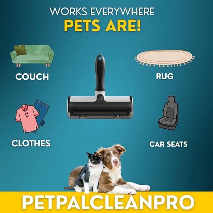 Premium Pet Hair Remover for Couch, Furniture & Car | Reuseable Strong Self-Cleaning Lint Roller | Modern Black & White Design– PetPalCleanPro