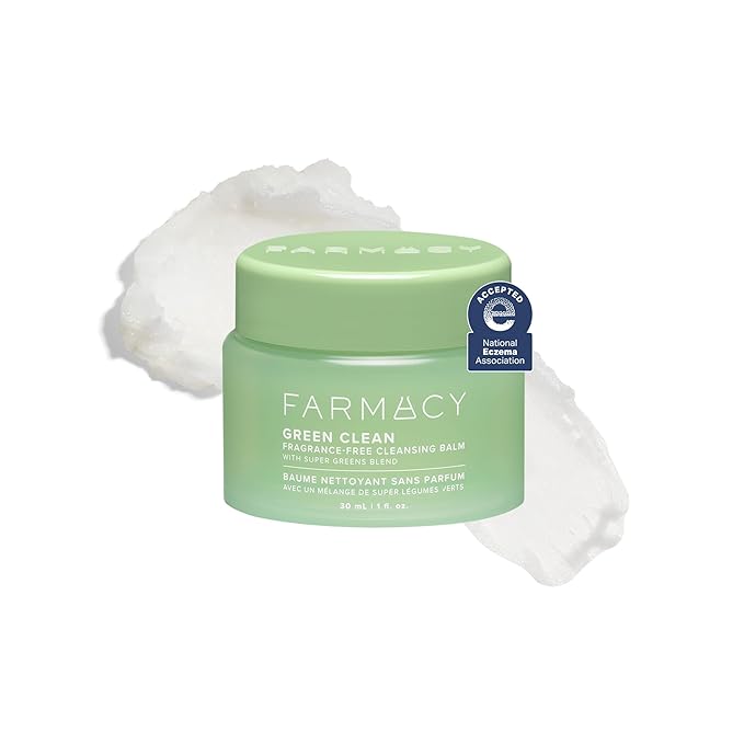 Farmacy Sensitive Skin Makeup Remover Cleansing Balm - Green Clean Waterproof Makeup Remover Balm + Oil Cleanser for Face - Melts Make Up + SPF - Hydrates + Softens Skin - Fragrance-Free (30ml)
