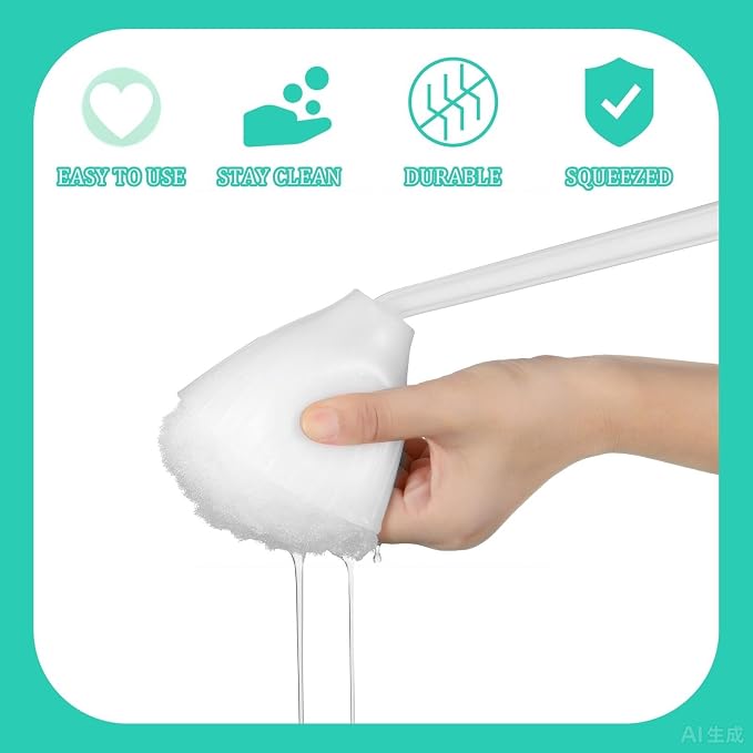 Eaasty Toilet Bowl Mop Toilet Bowl Brush White Soft Swab Bathroom Brush with Holder Long Handle Cleaning Scrubber Bathroom Accessories(8 Pcs)