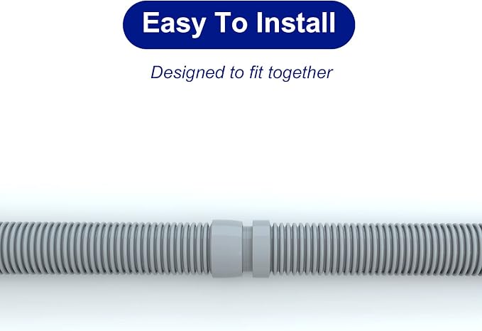 Poolvio Professional Swimming Pool Vacuum Cleaner Hose -1.5” 8 Piece Hoses for Pool Vacuum Extension/Replacement - Compatible with all Major Automatic Swimming Pool Cleaners