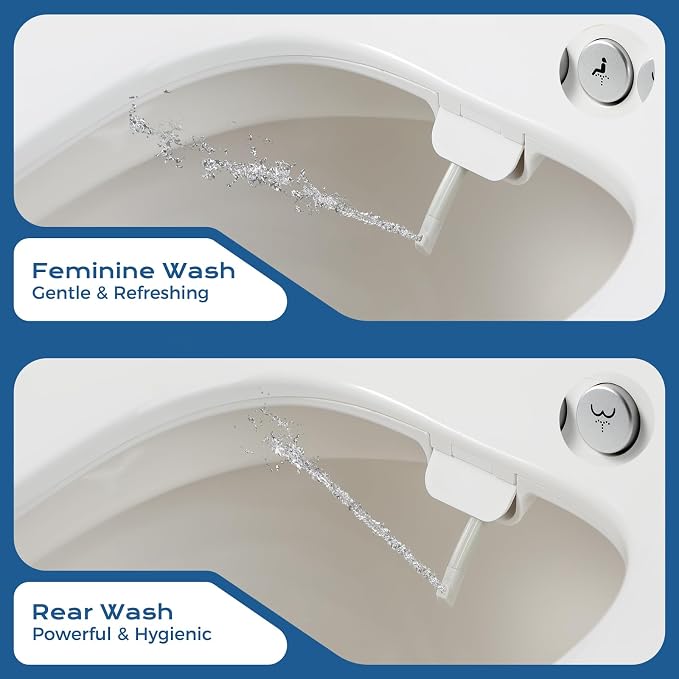 Bidet Toilet Seat – Non-Electric, Self-Cleaning Dual Nozzles for Frontal & Rear Wash, Adjustable Water Pressure, Slow-Close Lid, Fits Elongated Toilets – Hygienic & Eco-Friendly Upgrade (Elongated)
