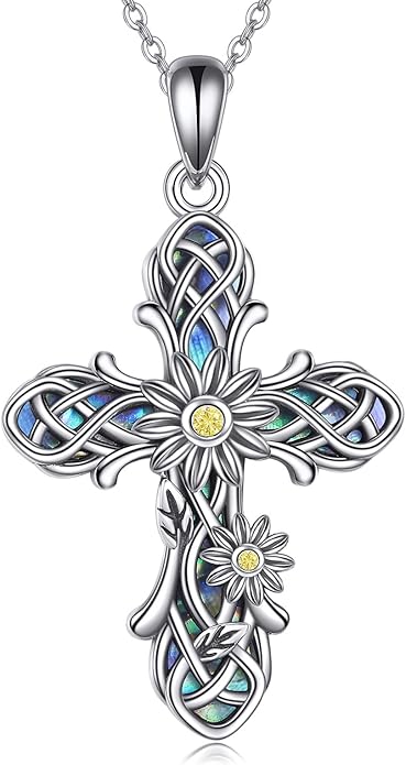 ONEFINITY Religious Cross Pendant Necklace Sterling Silver Origami Cross Pendant Gifts for Women Men Jewelry