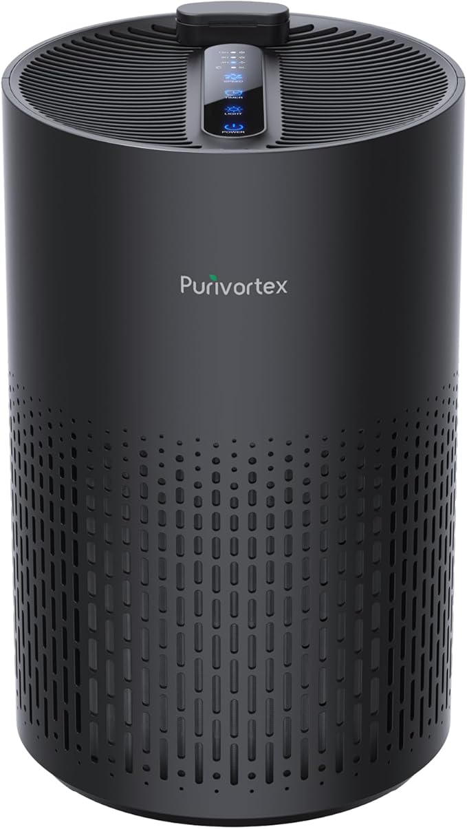 Purivortex PX500 Air Purifier with Fragrance Sponge 2-Pack Bundle, Black and White