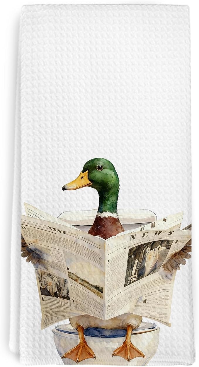 Funny Mallard Duck Hand Towels for Bathroom,Mallard Duck Gifts,Ducks Kitchen Towels,Ducks Lovers Owners Gifts,Farmhouse Animal Decorative Towel for Nursery Bathroom Toilet, 16x24 Inch