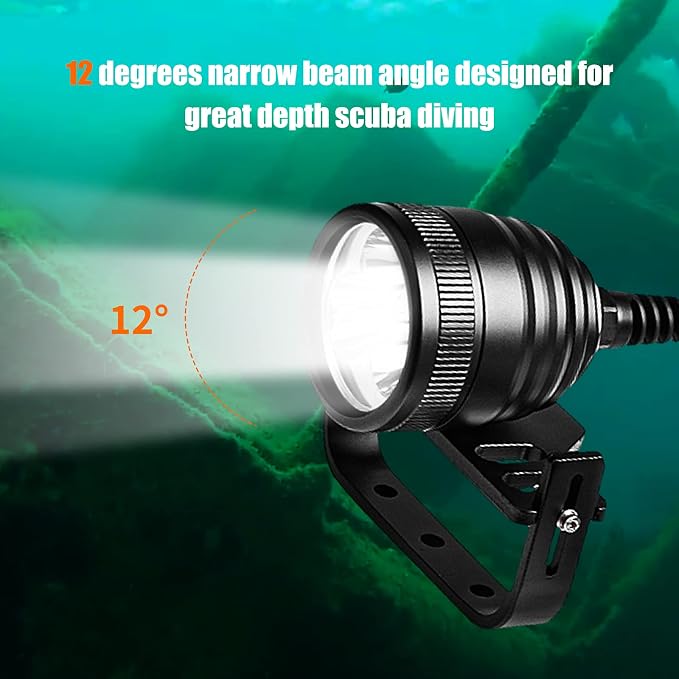 WD70 Canister Dive Light - 3000 Lumens Ultra-Bright Technical Diving Flashlight Kit with Adjustable Goodman Handle, 5 Light Modes for Underwater Cave, Wreck, and Deep Sea Diving