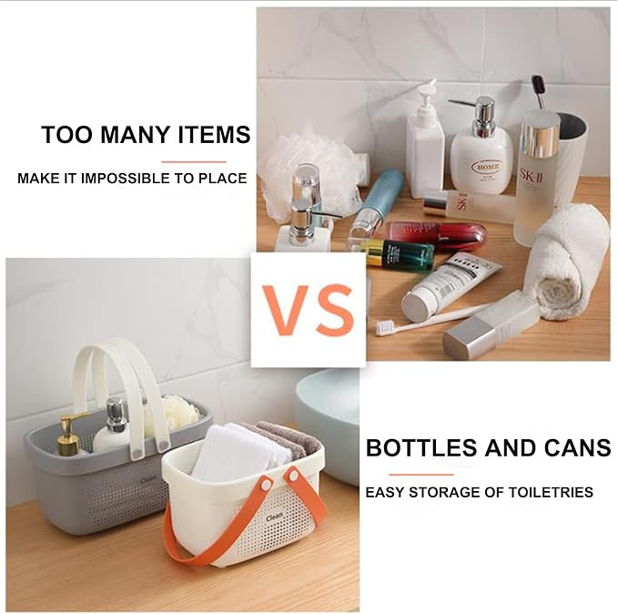 JiatuA Portable Shower Caddy Basket Cleaning Supplies Organizer with Handles Tote Storage Bin for Bathroom Kitchen Bedroom College Dorm, Under Sink, Garden, Green & Gray