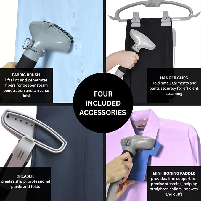 SALAV Professional Standing Garment Steamer with Retractable Power Cord, Foot Pedal Control