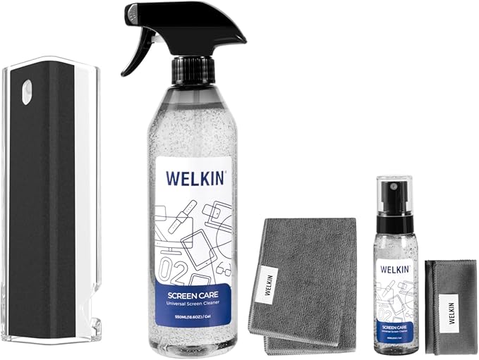 CLICK CLEAN Screen Cleaner Kit - 1 X Screen Cleaner for All Phones, Laptop and Tablet Screens, 2 X Cleaning Gel Mist, 1 Microfiber Cloth and 1 Glass Wipe Included