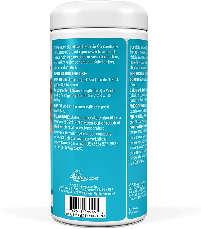 Aquascape Beneficial Bacteria Concentrate for Pond and Water Features, 1.1-Pound, 98949
