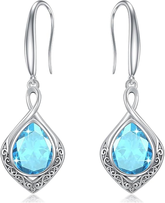 PELOVNY Celtic Knot Filigree Earrings for Women 925 Sterling Silver Moss Agate/Birthstone Infinity Earrings Birthday Christmas Jewelry Gifts for Mom Daughter Wife Sister