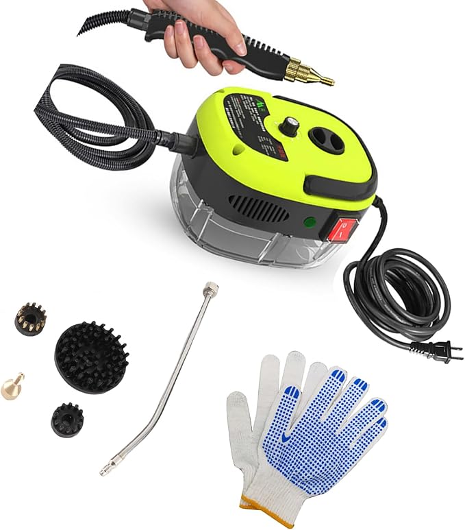 Steam Cleaner, 2500W Portable Steam Cleaner, High Temperature Pressurized Steam Cleaner Carpet Cleaner Machine for Deep Cleaning Floors, Car, Upholstered Furniture, Bathroom, Windows and More (Yellow)