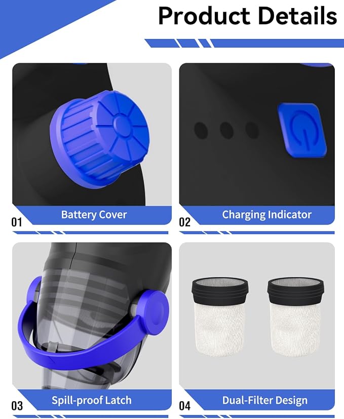 2026 Upgraded Pool Vacuum for Above Ground, 18 GPM Powerful Suction Cordless Pool Cleaner, 60Min Runtime Handheld Rechargeable Pool Vacuum with 3-Head Cleaning System & 300/500 Mesh Filters