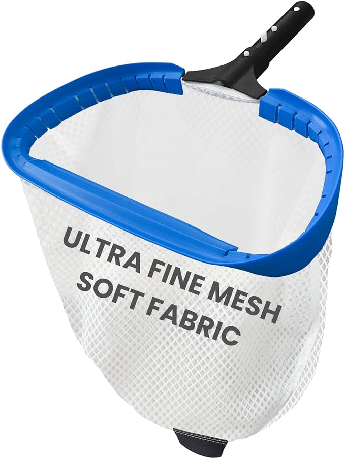 Poolvio 14" Pool Skimmer Net – Heavy Duty Leaf Net with Aluminum Frame with Diamond-Pattern Ultra-Fine Soft Mesh Bag – Pool Cleaning Tool for Leaves, Sand, Pollen & Small Debris (No Pole)