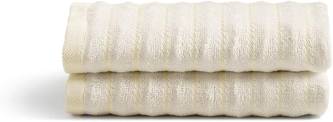 Cosy House Collection Luxury Rayon Derived from Bamboo Blend 2-Pack Towel Set - Ultra Soft, Absorbent and Quick Drying - Plush Cotton Hotel Spa Quality - 15" x 26" (Hand Towel, Ivory)