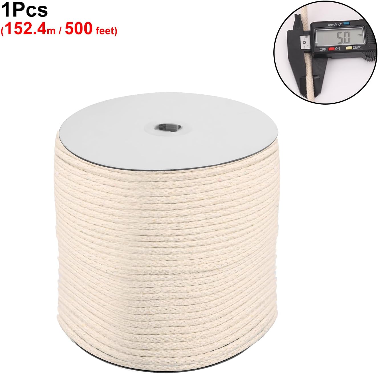 3/16 Inch Cotton Clothesline Rope - 500 Feet All-Purpose Outdoor Clothesline Rope, Soft White Cotton Rope for Laundry & Crafts