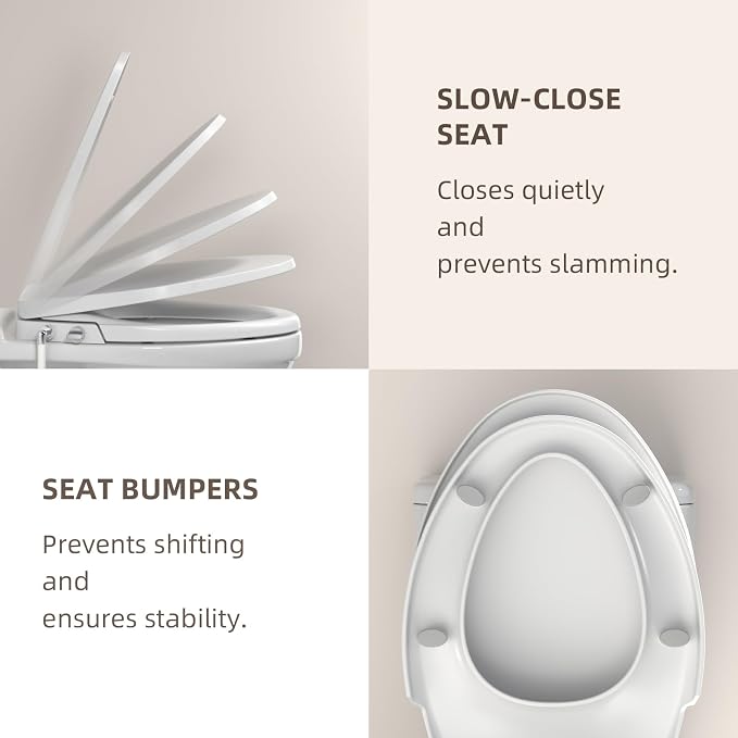 Elongated Bidet Toilet Seat with Soft Close, Non-Electric Bidet Toilet Seat with Self Cleaning Dual Nozzles, Fit Elongated Toilet Seat, Bidet Attachment