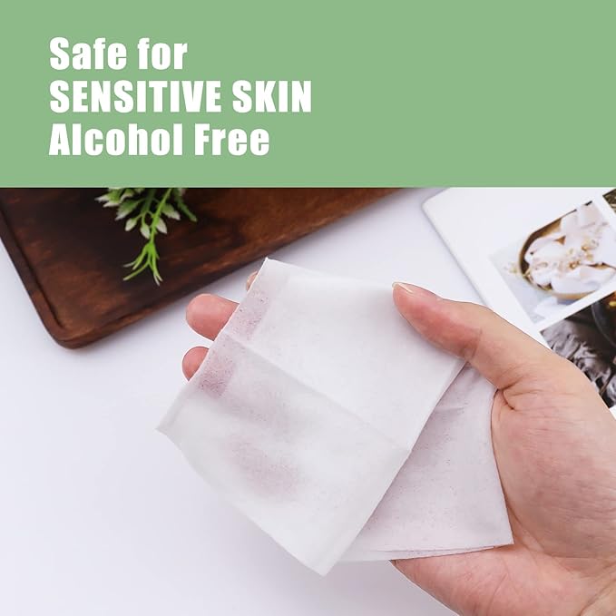 100 Pack Green Tea Wet Wipes Bulk for Homeless, Clean Face Hands Quickly, Green Tea Wet Wipes Bulk for Homeless, Perfect for Hiking Camping Travel Outdoor