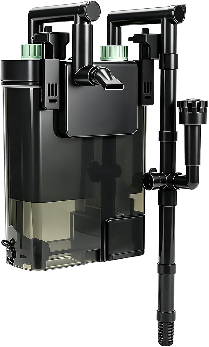 External Hang On Back Canister Aquarium Filter,Quiet Fish Tank Filter with 3-Stage Filtration,Anti-Dry Burn Motor,132GPH Adjustable Flow,Duckbill Nozzle,Shower Spray Bar