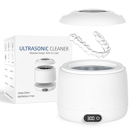 Upgraded Ultrasonic Retainer Cleaner Machine,45kHz Professional Dental Cleaning Pod with Digital Timer & 200ML Capacity,Deep Cleaning for Denture,Night Guard,Aligner,Toothbrush,Jewelry and More(White)