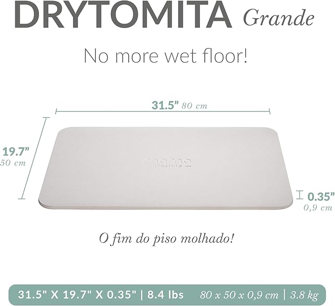 Momo Lifestyle Large Stone Bath Mat Drytomita – Quick Drying Diatomaceous Earth, Ultra Absorbent (Linen Grey, Grande 32" X 20")