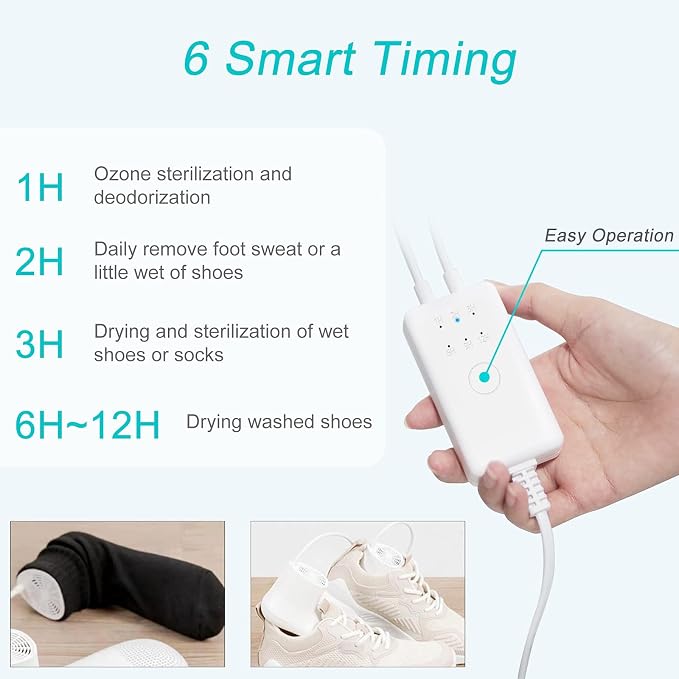 Home Care Wholesale Shoe Dryer and Deodorizer with Timer - Shoes Boots Socks Gloves Dryer Warmer, Adult-Foot-Shaped | No Noise | Strong Wire | US Plug (PM20)