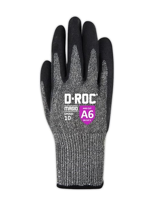 MAGID D-ROC ANSI A6 NitriX Palm Coated Touchscreen Gloves, 36 Pairs, Size 7/Small, GPD820