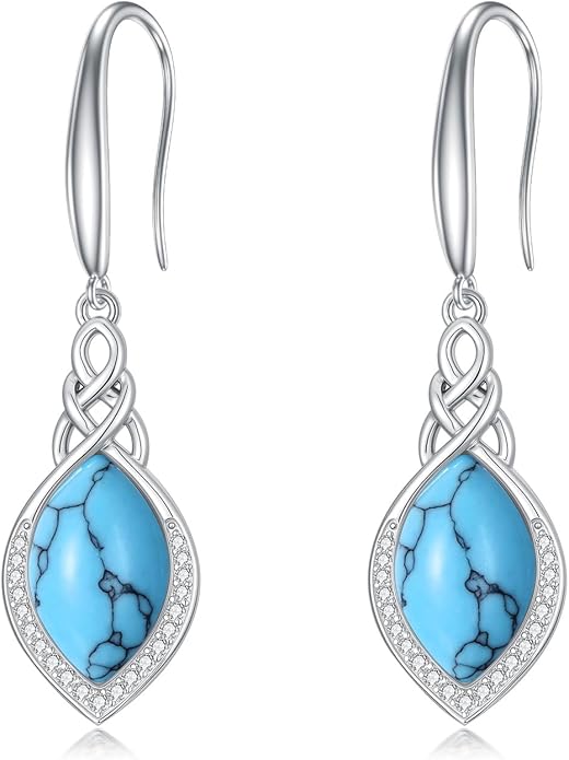 PELOVNY Celtic Knot Filigree Earrings for Women 925 Sterling Silver Moss Agate/Birthstone Infinity Earrings Birthday Christmas Jewelry Gifts for Mom Daughter Wife Sister
