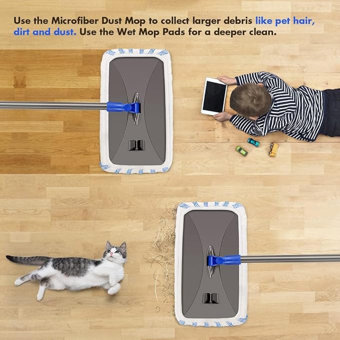 Masthome PVA Sponge Mop with 3 Absorbent Mop Refills & Extra Large Microfiber Mop for Floor Cleaning with 5 Pad for Hardwood Laminate Tile Ceramic, 1 Cleaning Scraper Included