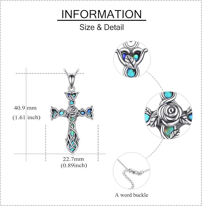 ONEFINITY Religious Cross Pendant Necklace Sterling Silver Origami Cross Pendant Gifts for Women Men Jewelry