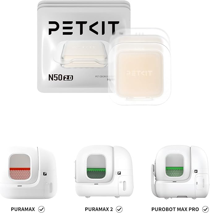 PETKIT 4 Bottles Air Purifying Refills+3 Packs Pet Odor Eliminator N50 2.0, Pet Odor Control Remover for Automatic Cat Litter Box, Self-Cleaning Cat Litter Box Deodorizer