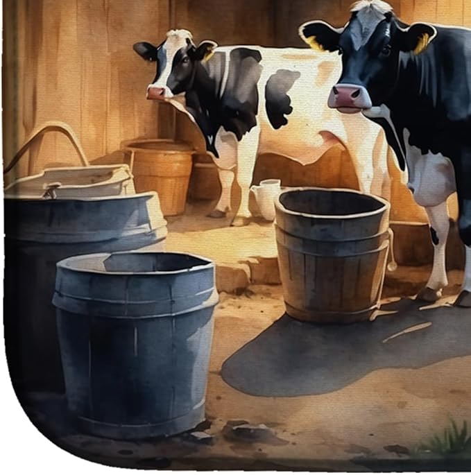 Caroline's Treasures Cows Evening Milking Time Dish Drying Mat Absorbent Dish Drying Mat Pad for Kitchen Counter Dish Drainer Mat for Countertop, 14 x 21", Multicolor