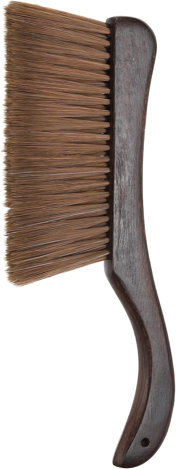 HARFINGTON Hand Broom Brush 13" Soft Bristles Dusting Brush Cleaning Duster with Curved Handle and Three Rows of Bristles for Car Bed Counter Sofa Furniture Clothes, Brown
