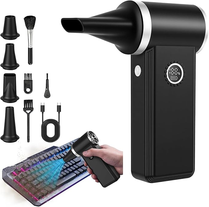 Superpower Electric Air Duster-180000RPM Brushless Cordless Air Duster, 8000mAH, 45W Fast Charge, 4-Speeds. Durable Mini Dust Blower for Computer, Keyboard, Outdoor, House and Car Cleaning