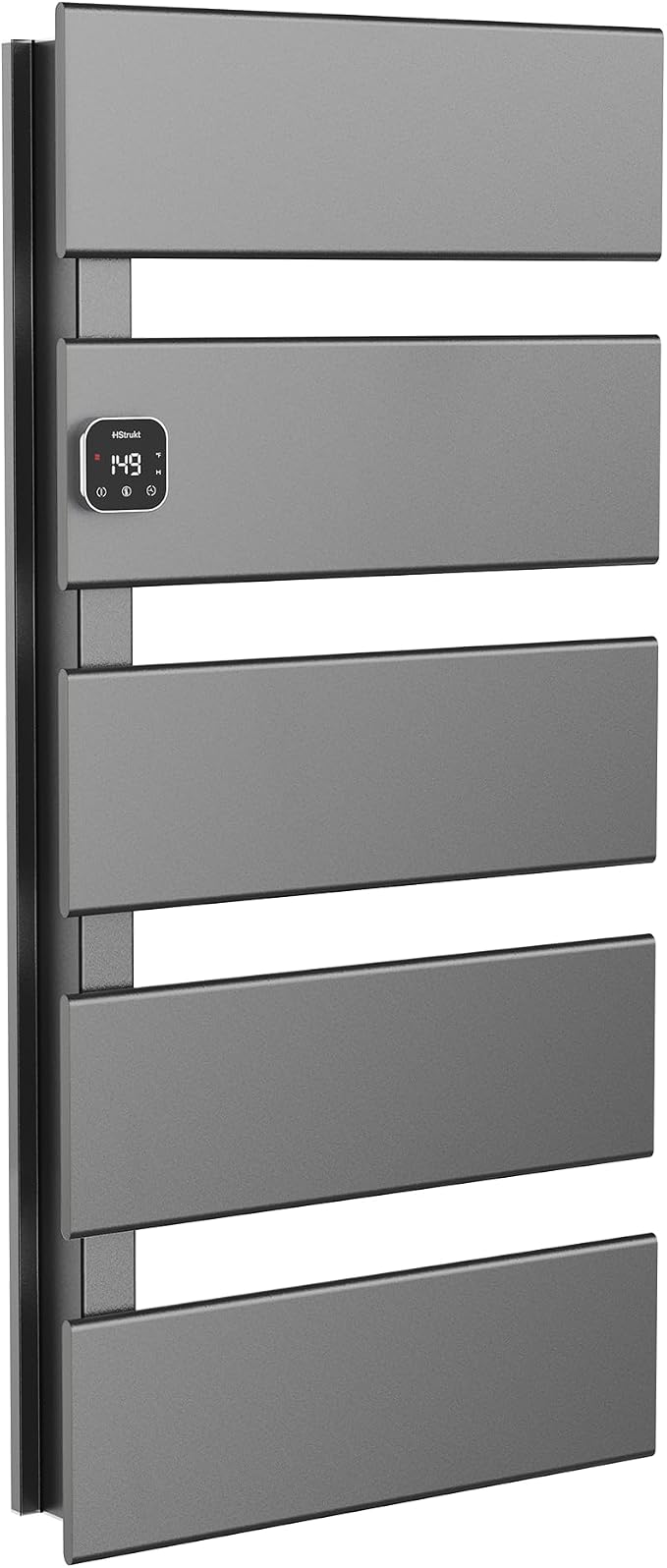 L Series Electric Towel Warmer for Bathroom, 5 Panel, Gun Gray | Thermo Control and Timer, Fast Heat in 3 Mins, Dry Towels in 4 hrs, Memory Function, Work with Smart Plug, Left-Wiring