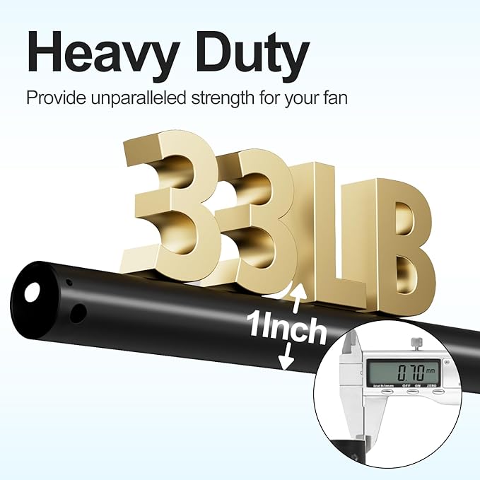60 INCH Ceiling Fan Downrod With Extended Wires,1 inch Outside Diameter, Extension Rod Only Ceiling Fans Compatible, Not Threaded(Black)