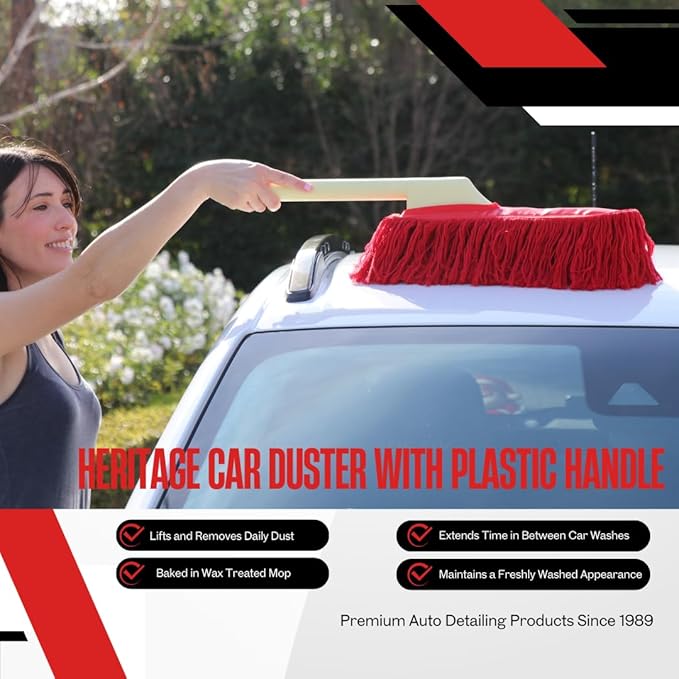 California Car Duster Heritage Car Duster with Plastic Handle and Cotton Mop 86243 Lifts and Removes Dust