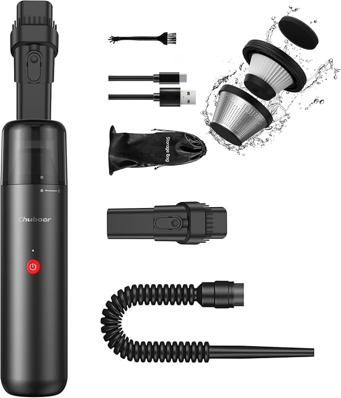 Chuboor Mini Vacuum, Powerful Car Vacuum Cordless Rechargeable, Small Dust Buster for Dust, Sand, Crumbs, Ultra-Light Portable Vacuum for Home, Car, Hand Held Vacuum PB10