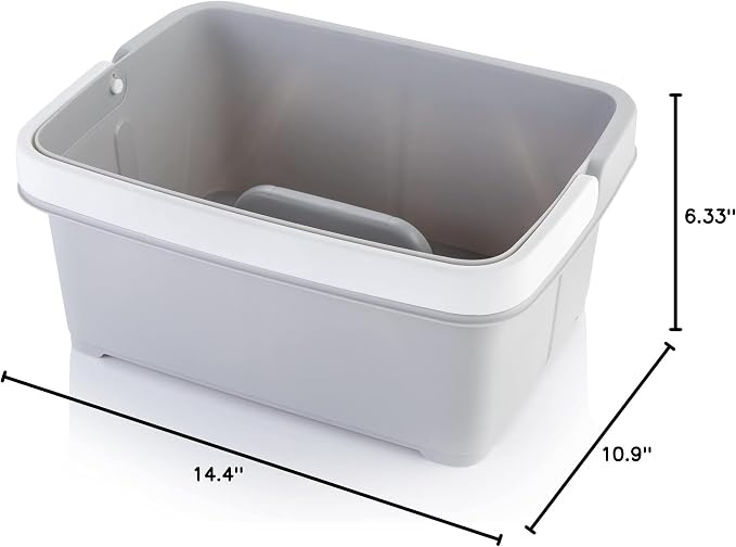 Minky Large Storage Caddy - Easy to Clean Plastic Storage Bin with Foldaway Handle For Cleaning, Crafts, DIY - Great for Pantry, Fridge & Organization - Made in the UK (Light Grey)