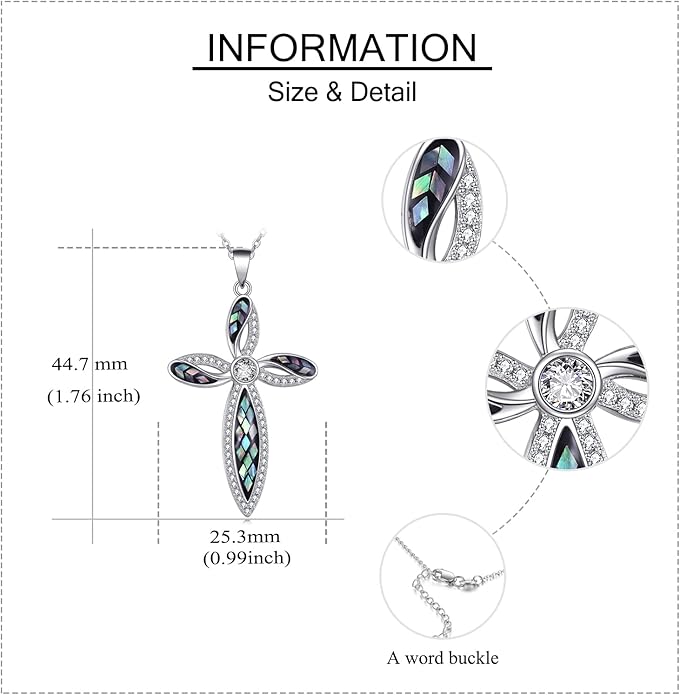 ONEFINITY Religious Cross Pendant Necklace Sterling Silver Origami Cross Pendant Gifts for Women Men Jewelry