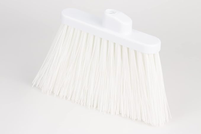 SPARTA 41083EC02 Plastic Color Coded Broom, Unflagged Bristles, Long Broom With Angled Head For Small Debris Cleaning, 56 Inches, White, (Pack of 12)