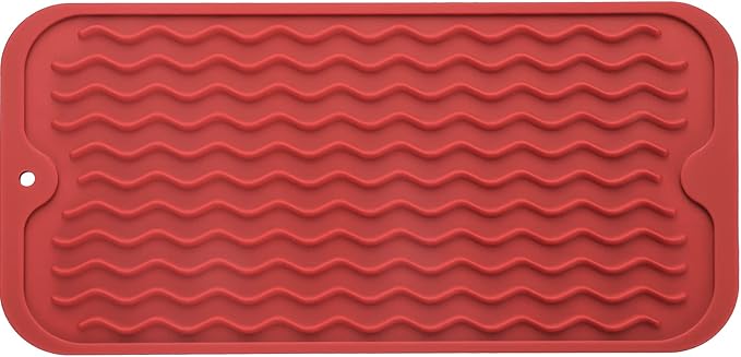 MicoYang Silicone Dish Drying Mat for Multiple Usage,Easy clean,Eco-friendly,Heat-resistant Silicone Mat for Kitchen Counter or Sink,Refrigerator or Drawer Liner Red S 12 inches x 6 inches